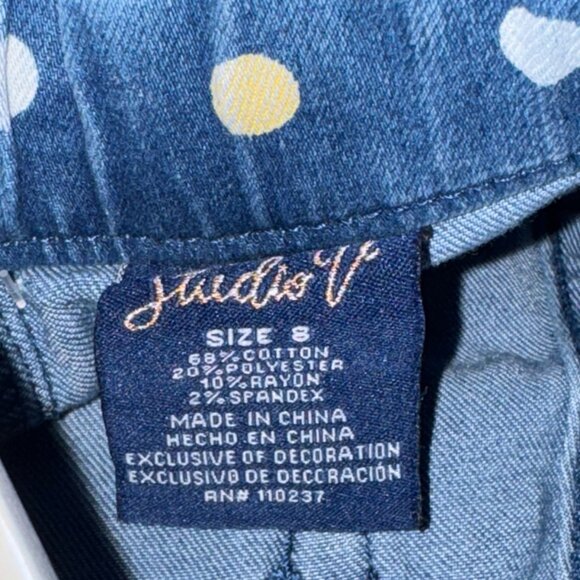 Girls Studio V Polka Dot Denim Shorts Size 8 Cotton Blend - Picture 4 of 6